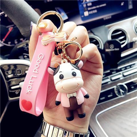 Kawaii Cow Keychain Doll – Korean Style Cute Bag Charm