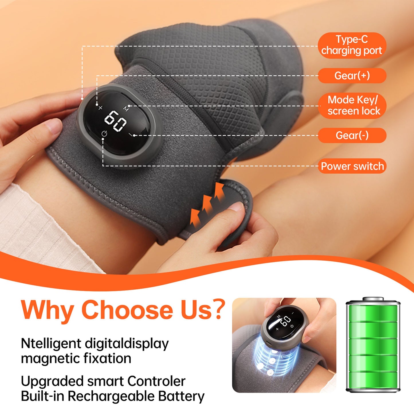 Rechargeable Knee Pain Relief Pad - Smart Portable Therapy Device