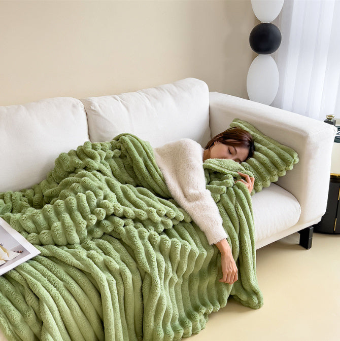 Soft Rabbit Fur Blanket - Double-Sided Velvet Throw Blanket Warm & Cozy