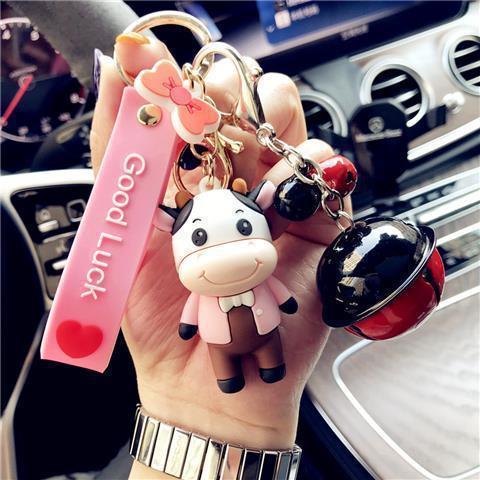 Kawaii Cow Keychain Doll – Korean Style Cute Bag Charm