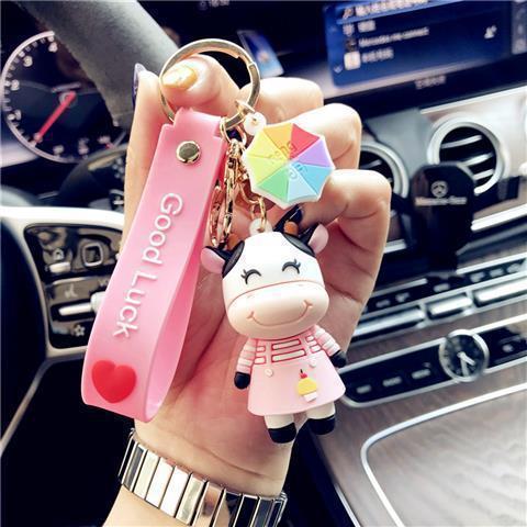 Kawaii Cow Keychain Doll – Korean Style Cute Bag Charm