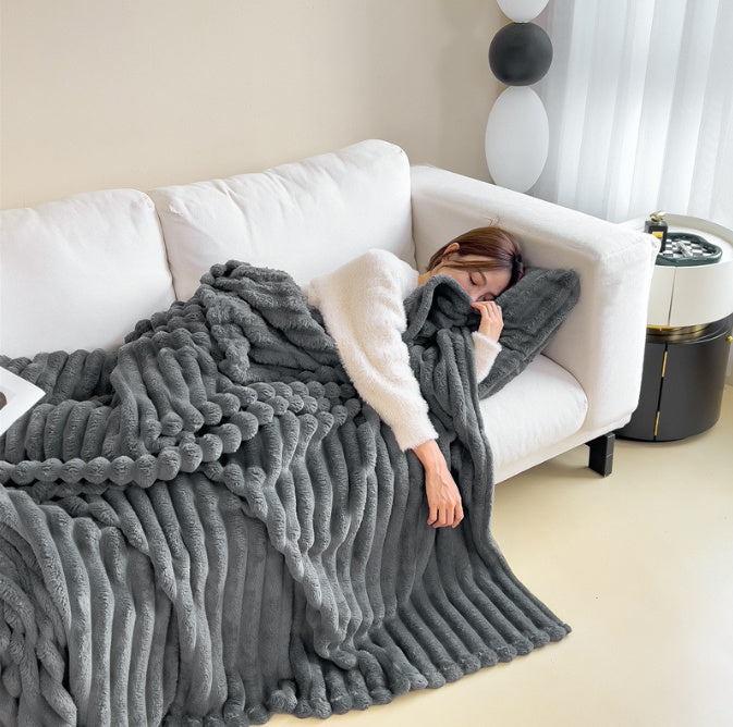 Soft Rabbit Fur Blanket - Double-Sided Velvet Throw Blanket Warm & Cozy