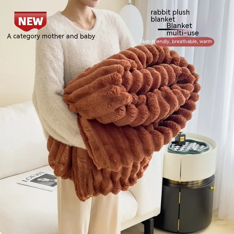 Soft Rabbit Fur Blanket - Double-Sided Velvet Throw Blanket Warm & Cozy