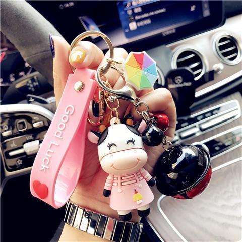 Kawaii Cow Keychain Doll – Korean Style Cute Bag Charm