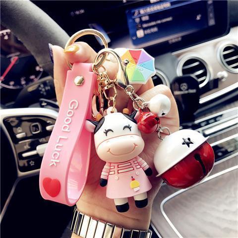 Kawaii Cow Keychain Doll – Korean Style Cute Bag Charm