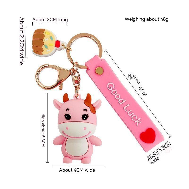 Kawaii Cow Keychain Doll – Korean Style Cute Bag Charm
