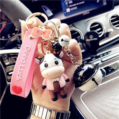 Kawaii Cow Keychain Doll – Korean Style Cute Bag Charm