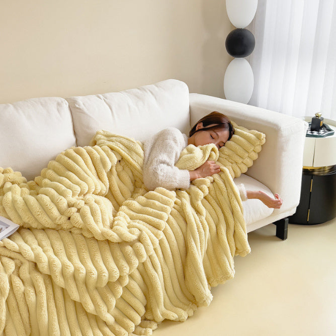 Soft Rabbit Fur Blanket - Double-Sided Velvet Throw Blanket Warm & Cozy