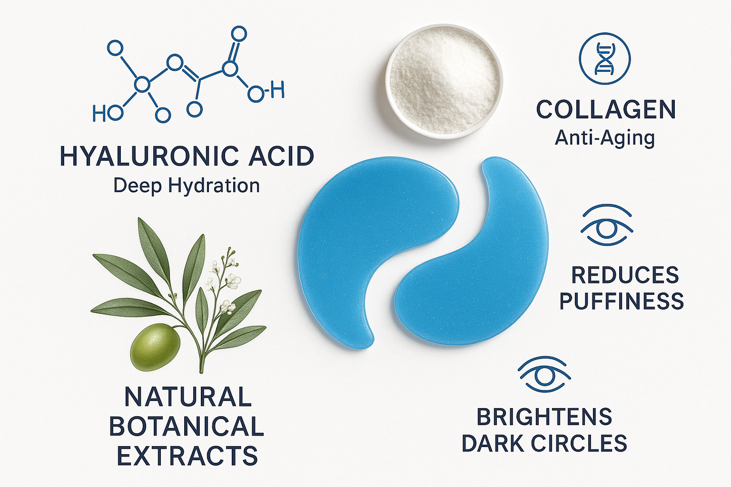 Hyaluronic Acid Under Eye Patches - 60PCS Anti-Aging Collagen Eye Masks for Dark Circles & Puffiness