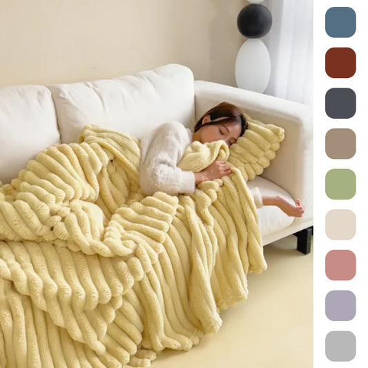 Soft Rabbit Fur Blanket - Double-Sided Velvet Throw Blanket Warm & Cozy