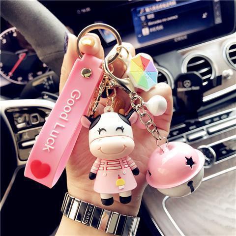 Kawaii Cow Keychain Doll – Korean Style Cute Bag Charm