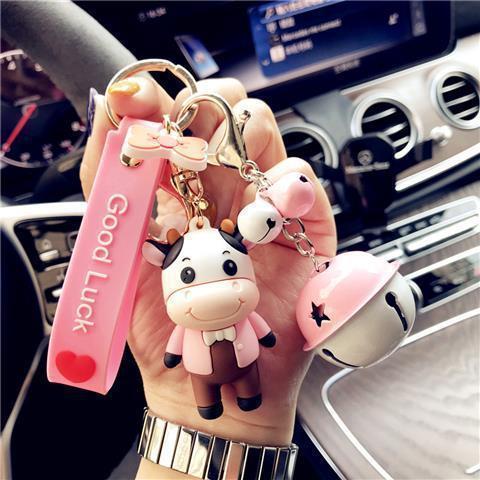 Kawaii Cow Keychain Doll – Korean Style Cute Bag Charm