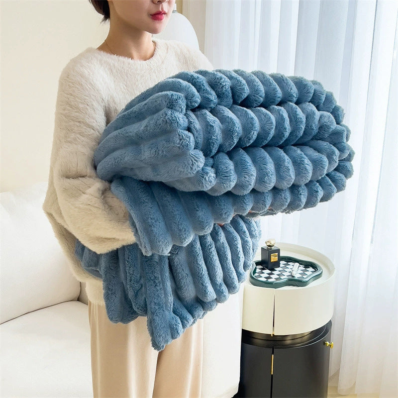 Soft Rabbit Fur Blanket - Double-Sided Velvet Throw Blanket Warm & Cozy